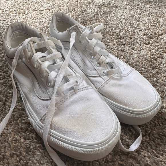 Vans Old Skool Platform White Sneakers 7.5W - Picture 6 of 9